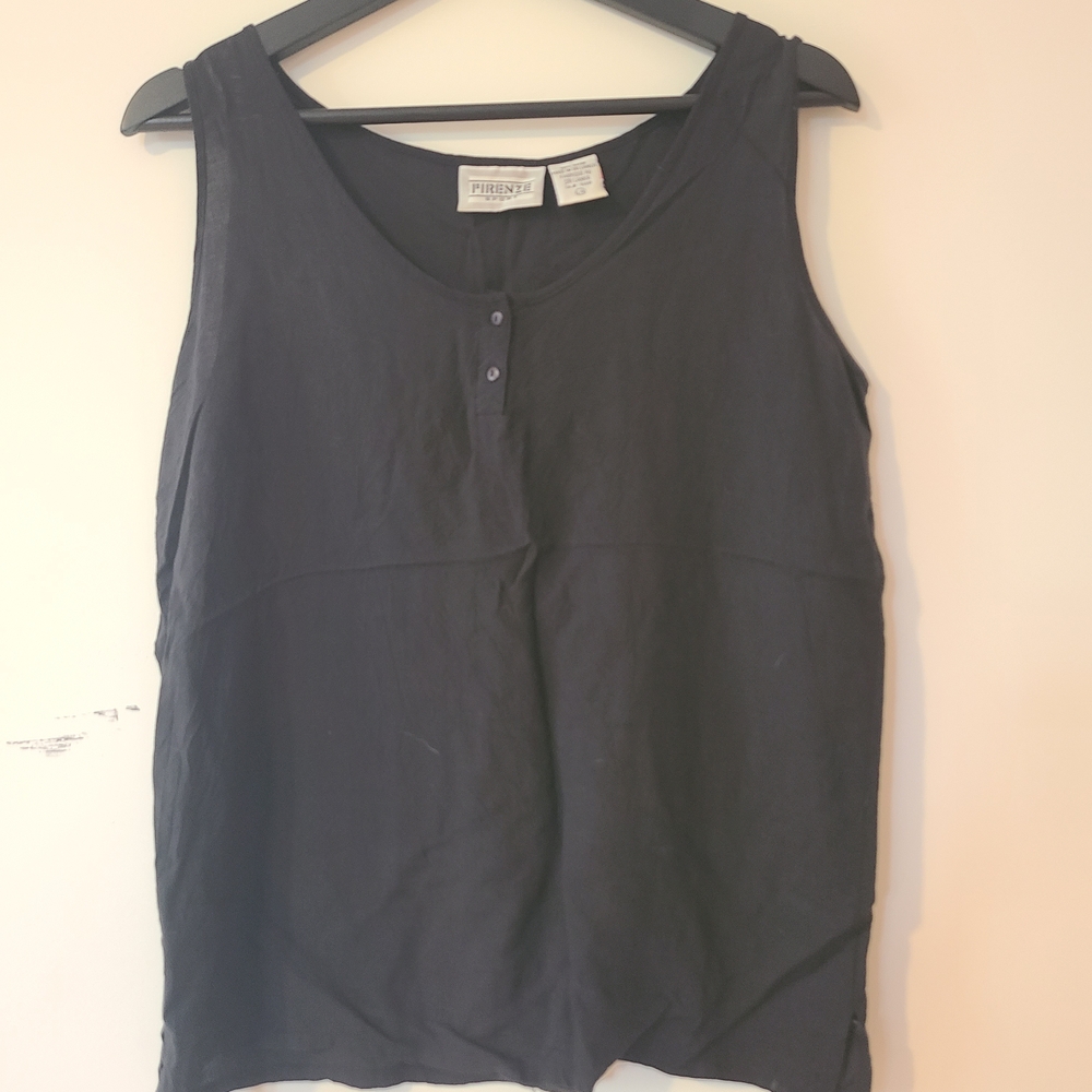 Black Buttoned Tank Top by Fresh Produce